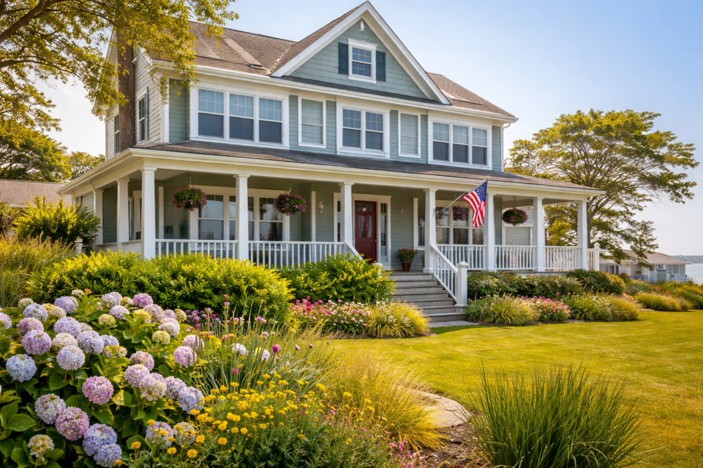 Exterior house paint in Delaware coastal home exterior painting example